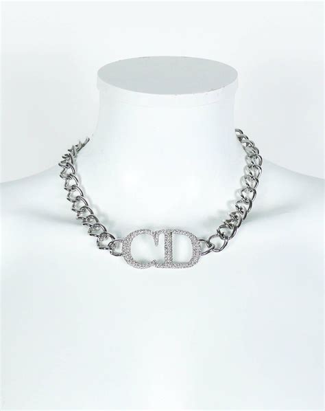 dior silver chain necklace|genuine christian Dior necklace.